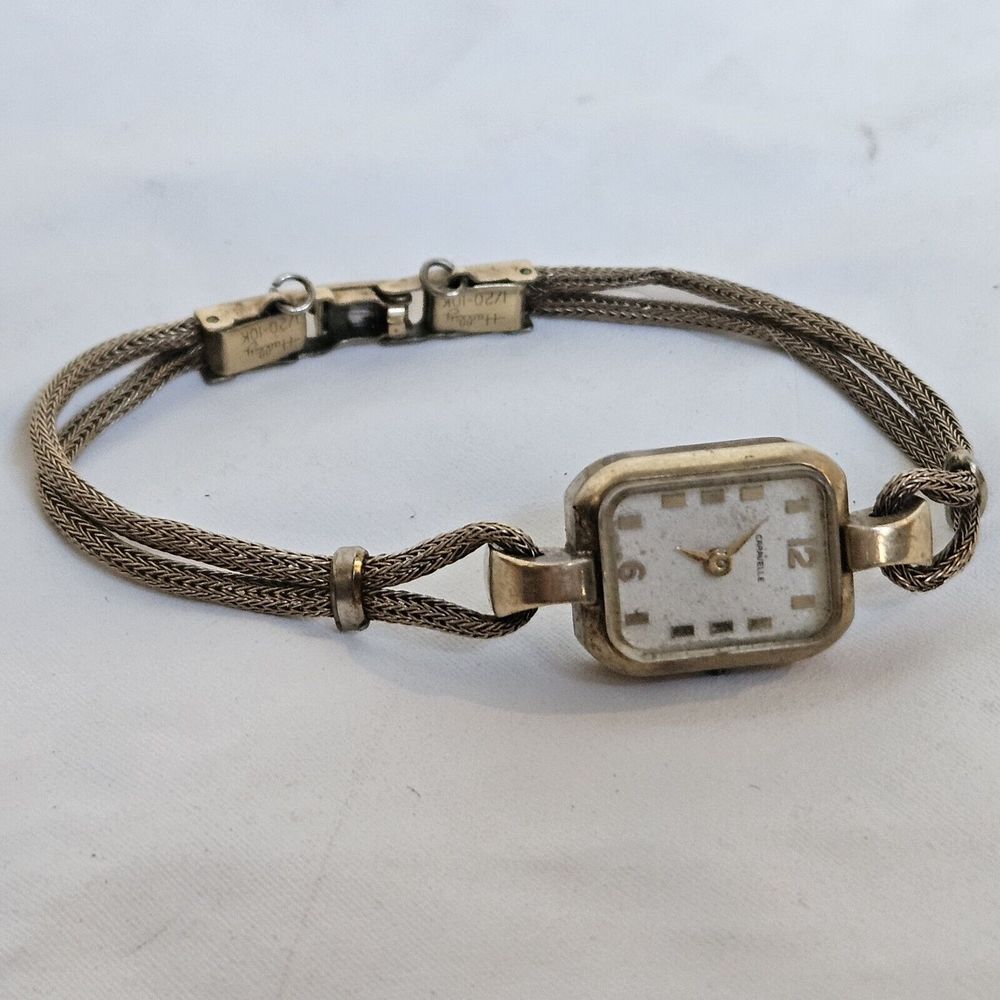 Vintage Caravelle Women's Wrist Watch 10K RGP Bezel Gold Hadley 1/20-10k‎ 6inch